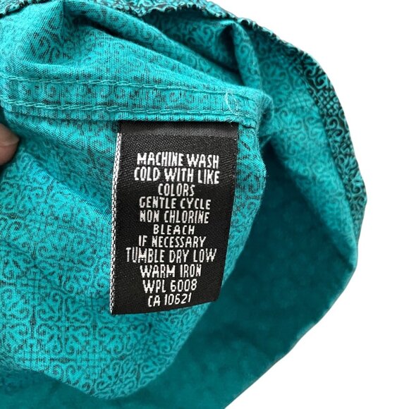 Panhandle Tuf Cooper Mens XL Turquoise Printed Button-Up Shirt Cotton Western - Picture 5 of 9